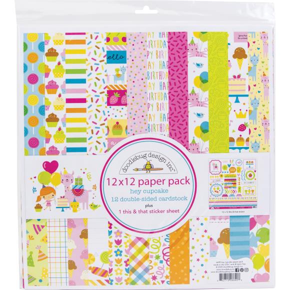 Doodlebug Design- Hey Cupcake Double Sided 12x12 Paper Pack