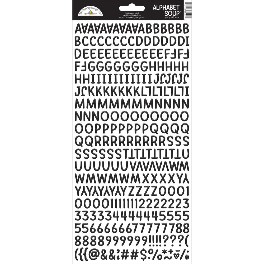 Doodlebug Design - Alphabet Soup Puffy Stickers - Black