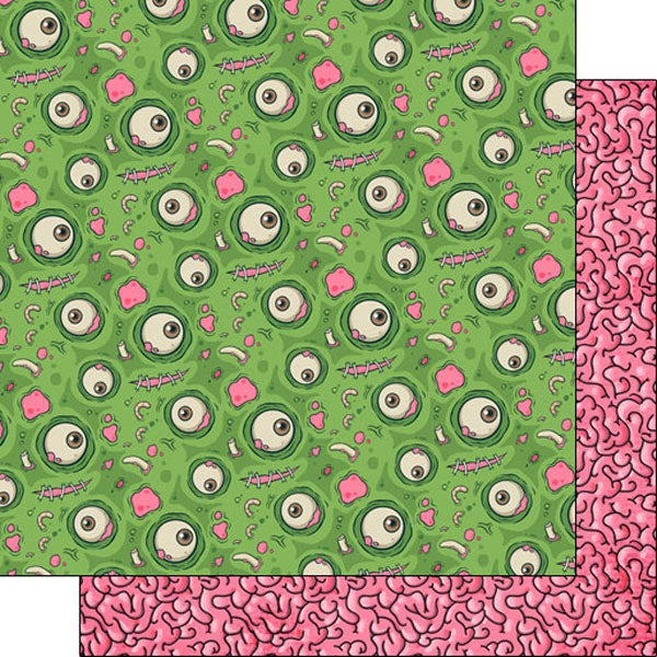 Scrapbook Customs - Zombie Eyes/Brains 12x12 Double Sided Paper