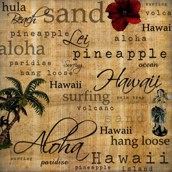Scrapbook Customs - Hawaiian Words 12x12 Paper