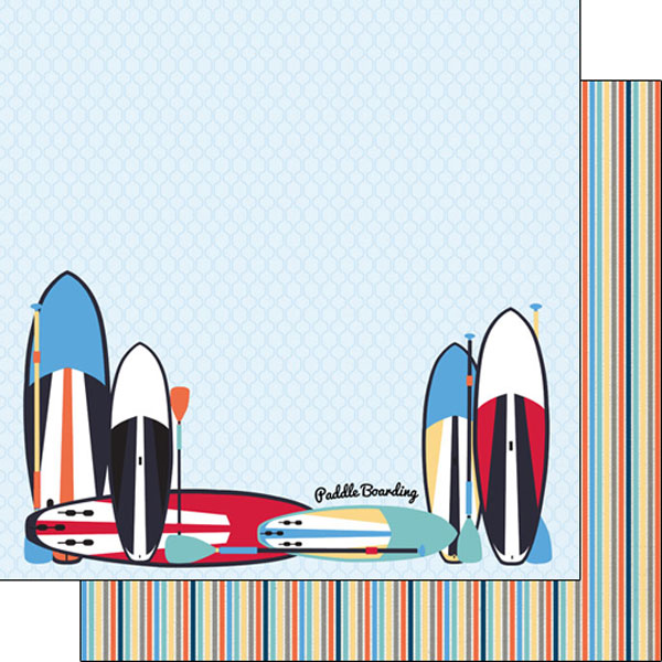Scrapbook Customs - Paddle Board & Stripes Double Sided 12x12 Paper