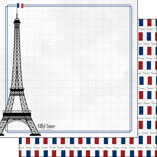 Scrapbook Customs - Paris Eiffel Tower 12x12 Paper
