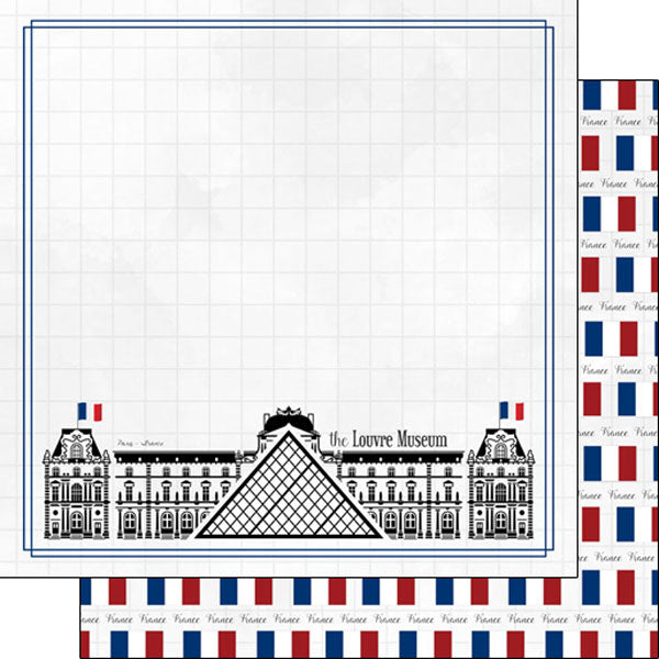 Scrapbook Customs - Paris Louvre Museum 12x12 Paper