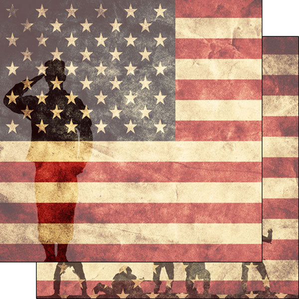 Scrapbook Customs - Military Service US Flag 12x12 Double Sided Paper