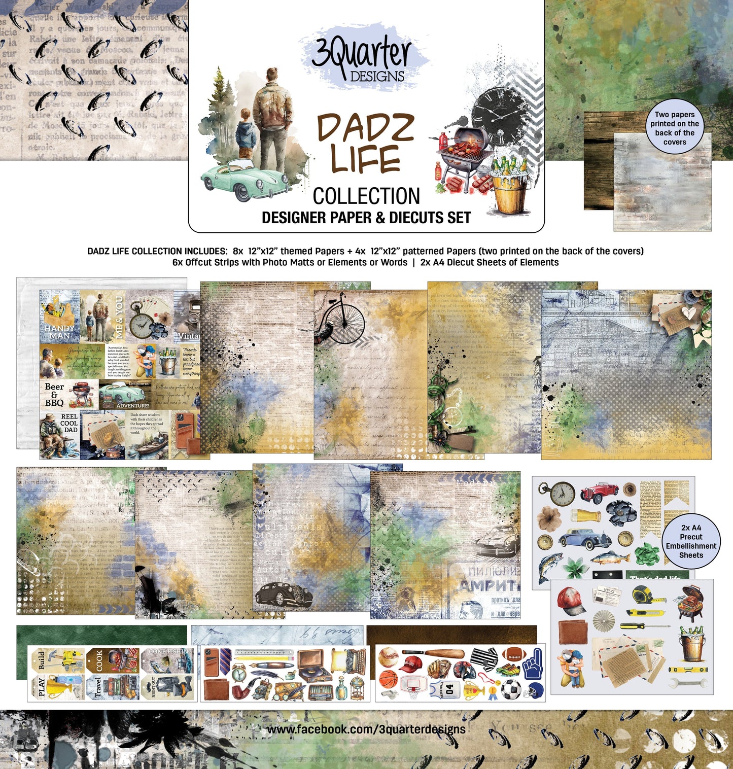 3Quarter Design- Dadz Life 12x12 Paper Pack