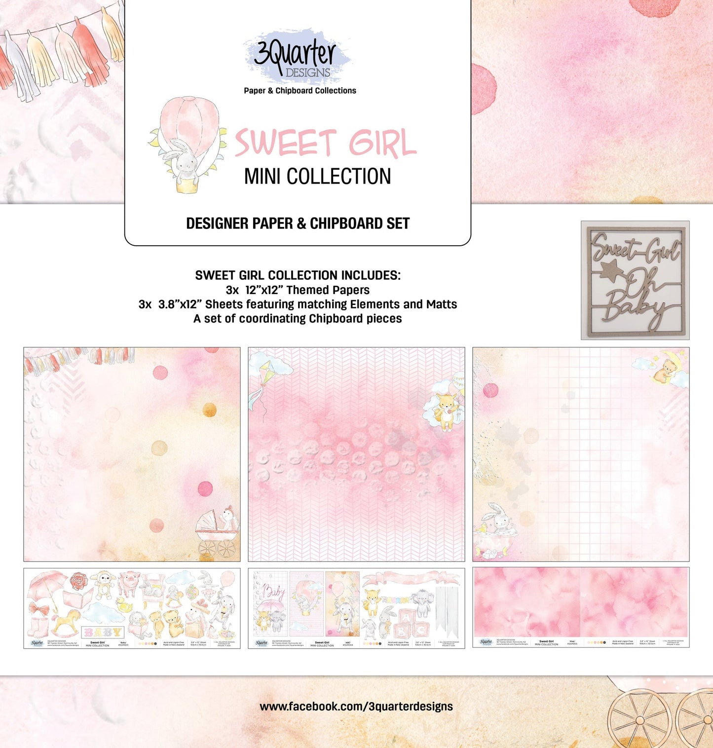 3 Quarter Designs-Sweet Girl 12x12 Mini Collection