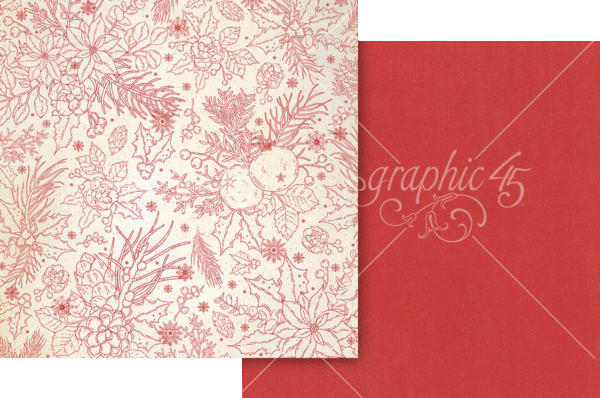 Graphic 45 - Poinsettia Red 12x12 Paper