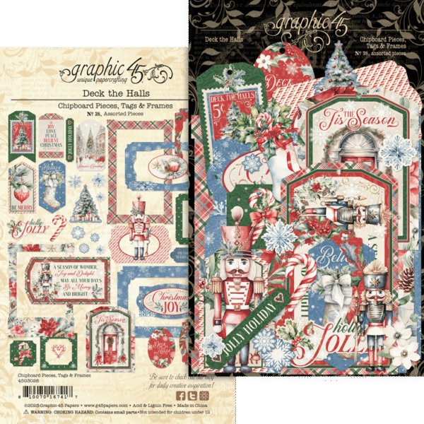 Graphic 45 - Deck The Halls Chipboard Pieces, Tags & Frames