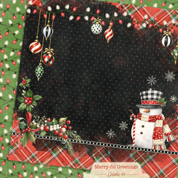 Graphic 45 - Merry-Ful Greetings - Snowman Layout 12x12 Paper