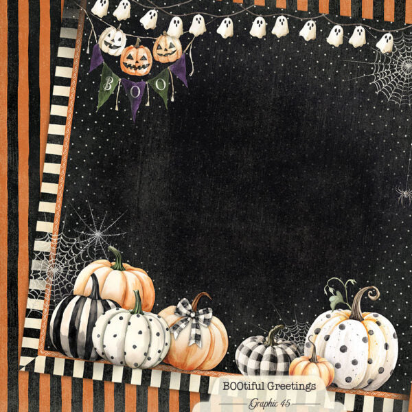 Graphic 45 - Bootiful Greetings - Pumpkin Layout 12x12 Paper