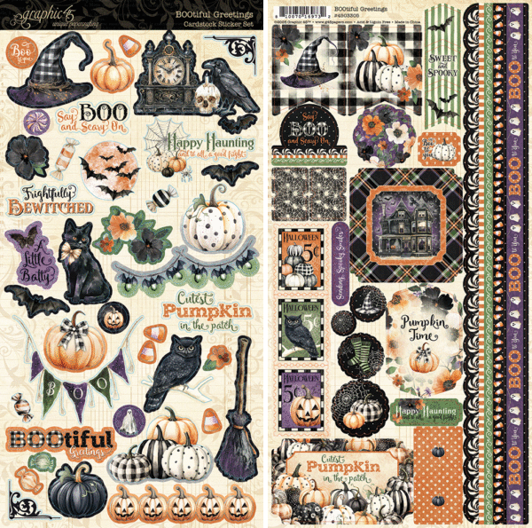 Graphic 45 - Bootiful Greetings - Cardstock Sticker Set