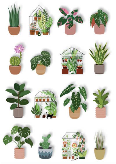 Pop Up Scrapbook Stickers - House Plants