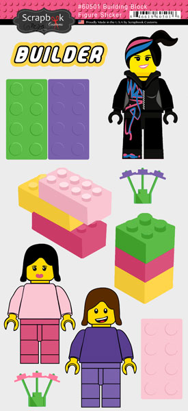 Scrapbook Customs - Building Block Girl Figure Sticker Sheet
