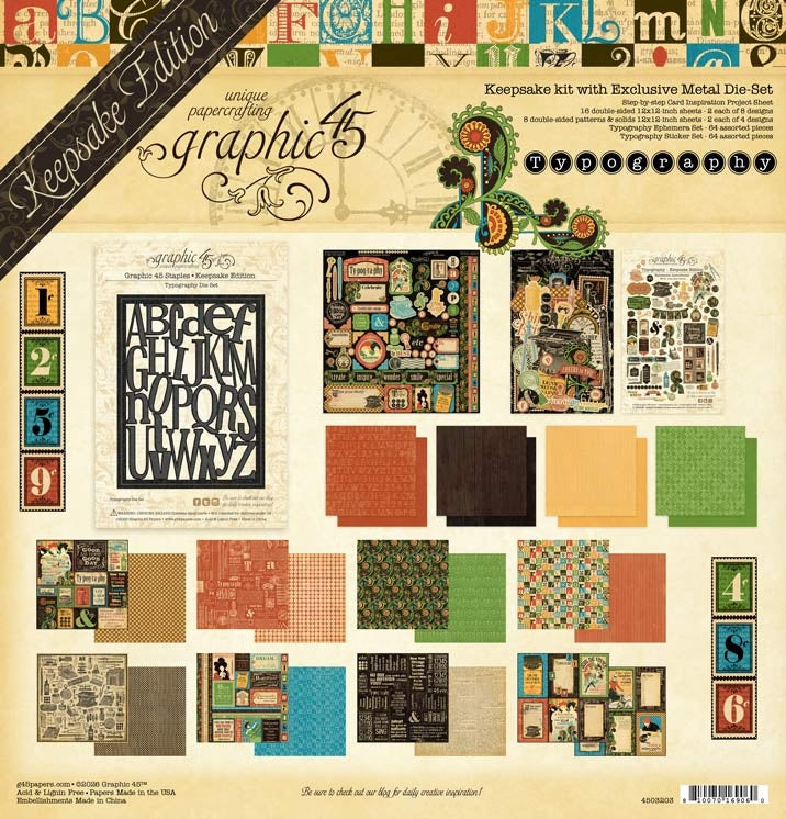 Graphic 45 - Typography Keepsake Kit With Metal Die