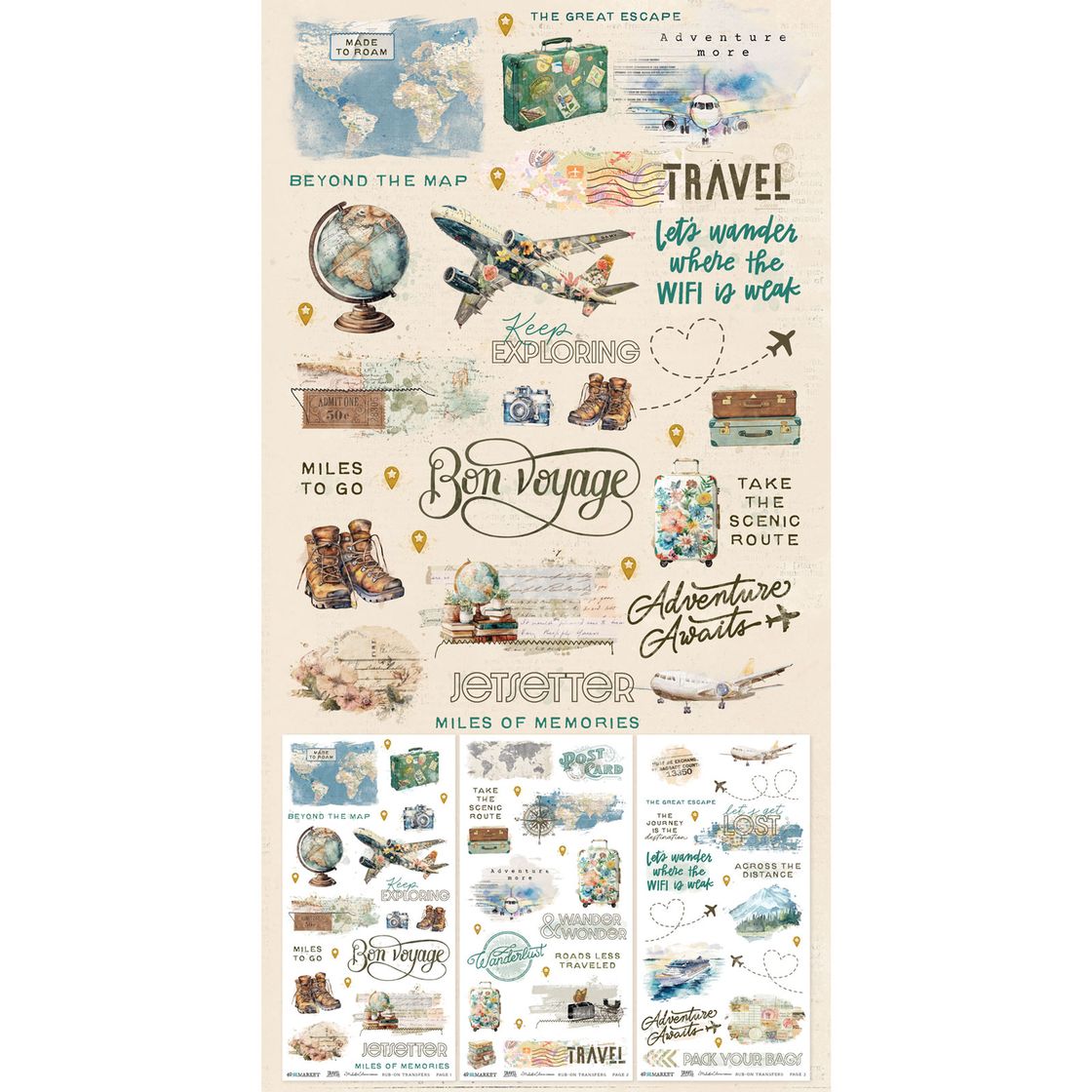 49 & Market - Travel Diaries Rub On Transfers