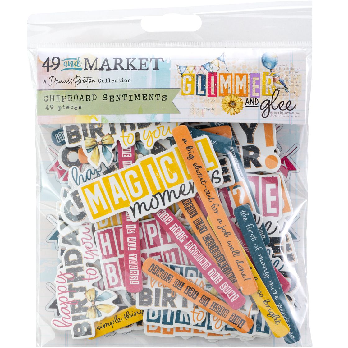 49 & Market - Glimmer and Glee Chipboard Sentiments
