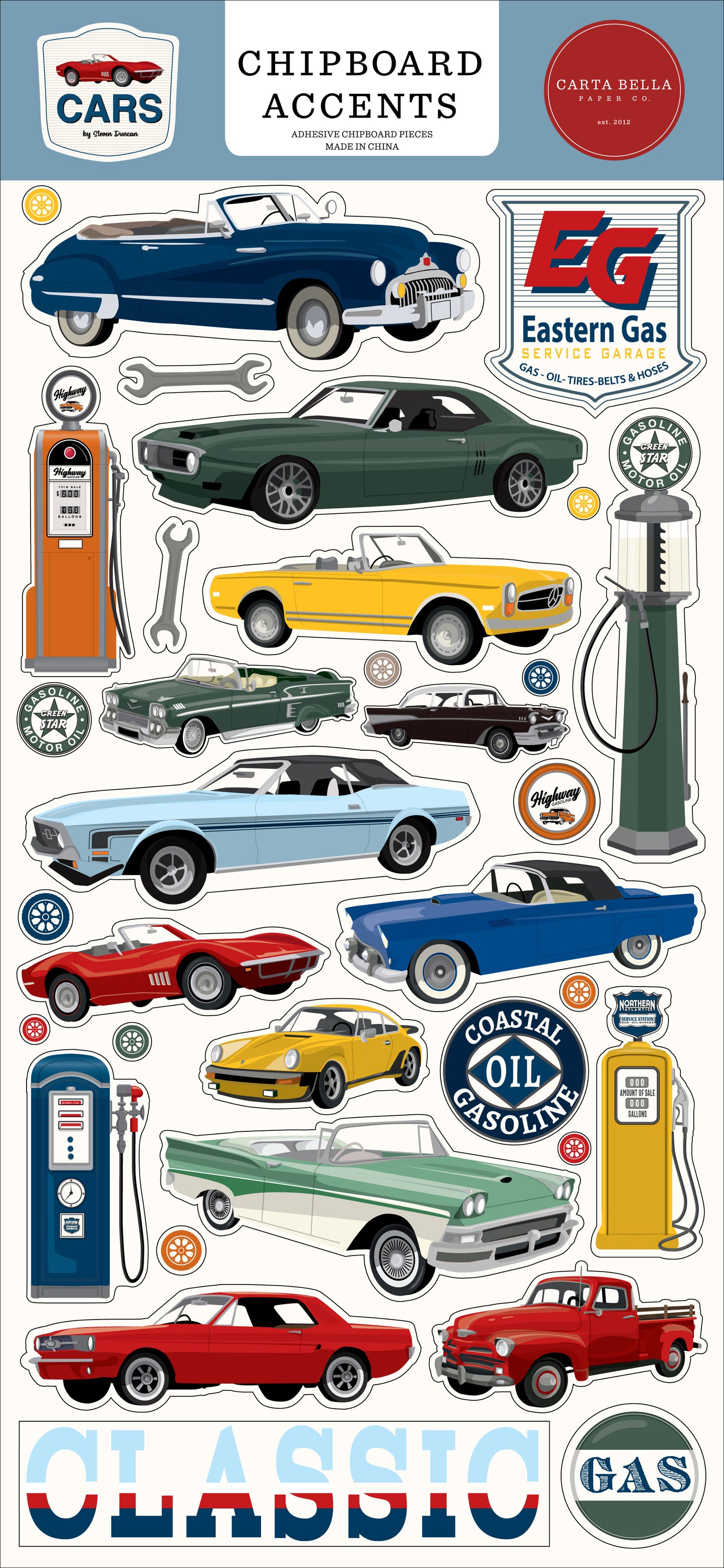 Carta Bella - Cars Chipboard Accents