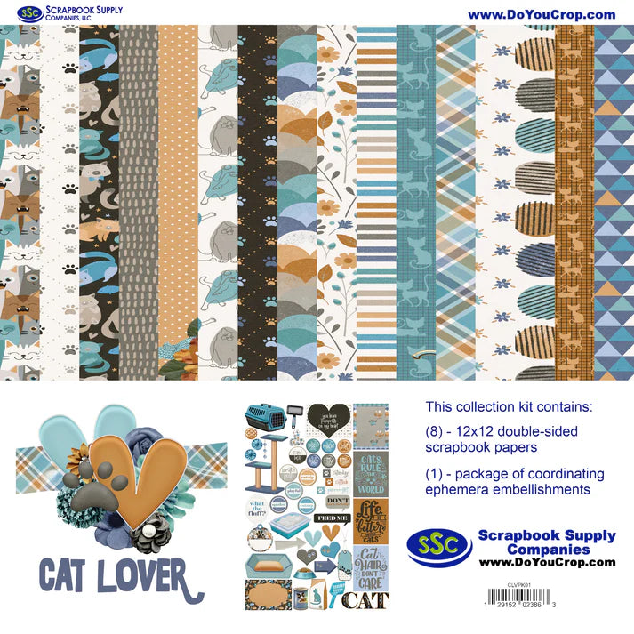 SSC - Cat Lover 12x12 Scrapbook Paper and Embellishment Kit