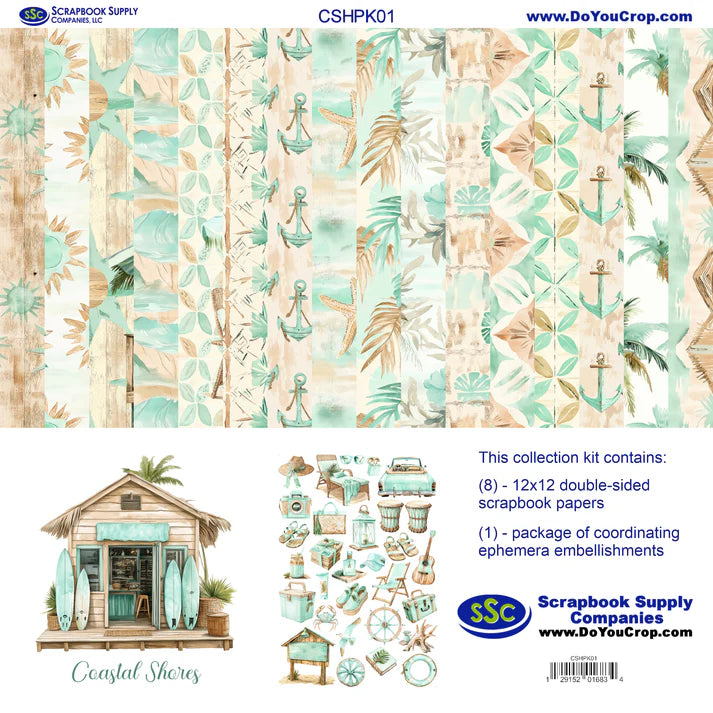 SSC - Coastal Shores 12x12 Scrapbook Paper and Embellishment Kit