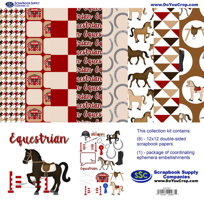 SSC - Equestrian 12x12 Scrapbook Paper and Embellishment Kit