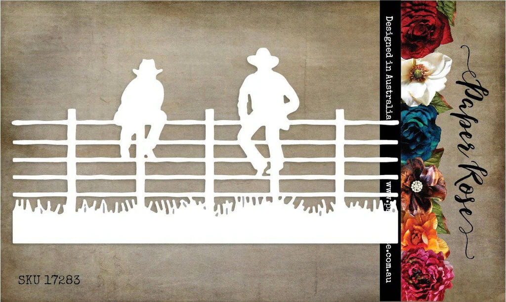 Paper Rose Studio - Men Setting On Fence Cutting Die