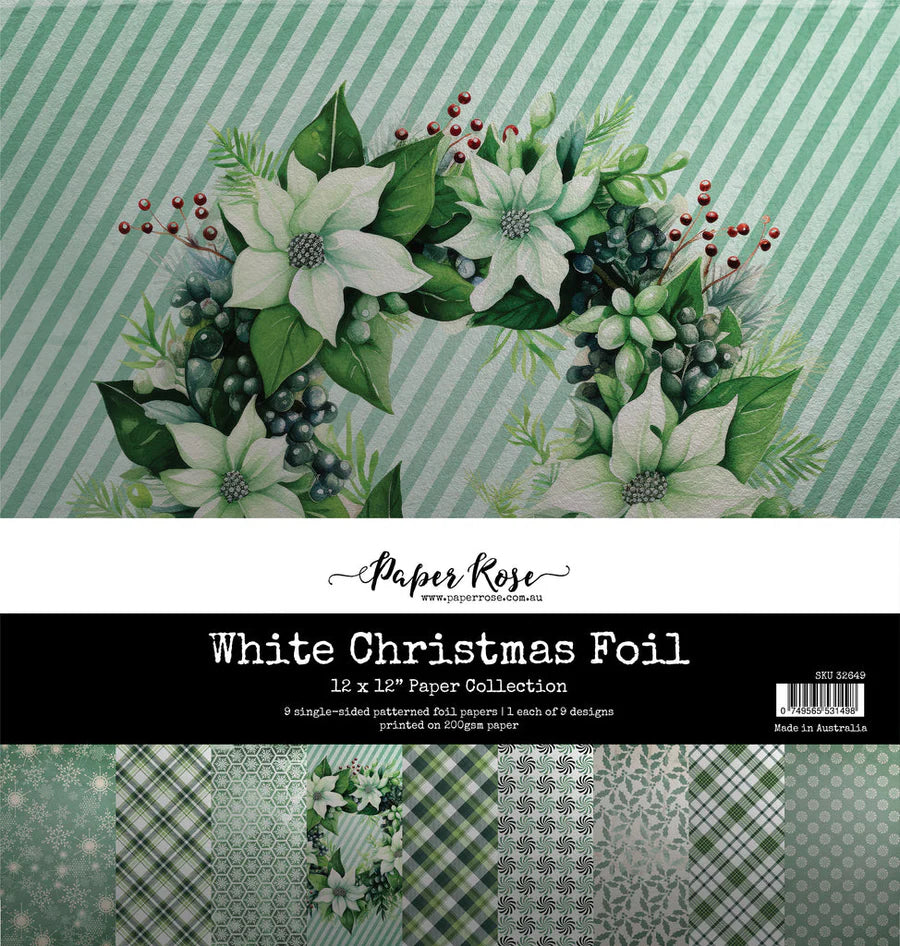 Paper Rose Studio - White Christmas Foil 12x12 Paper Collection