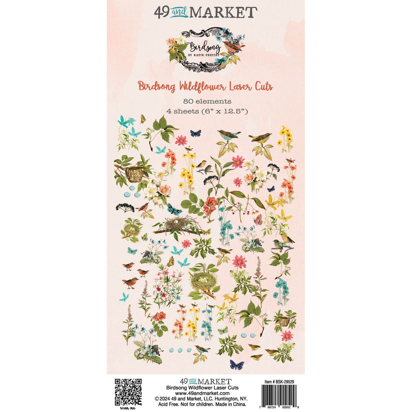 49 & Market- Birdsong Wildflower Laser Cuts