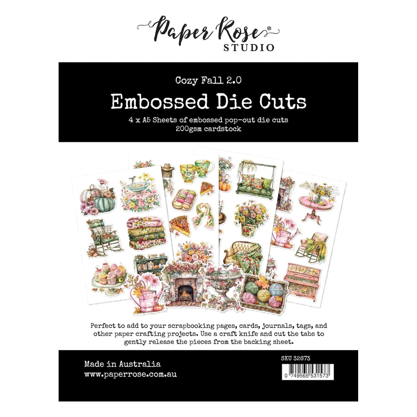 Paper Rose Studio - Cozy Fall 2.0 Embossed Die Cuts