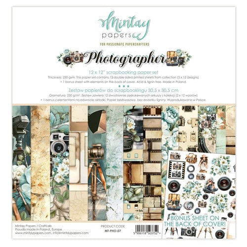 Mintay Papers - Photographer 12x12 Scrapbooking Paper Set