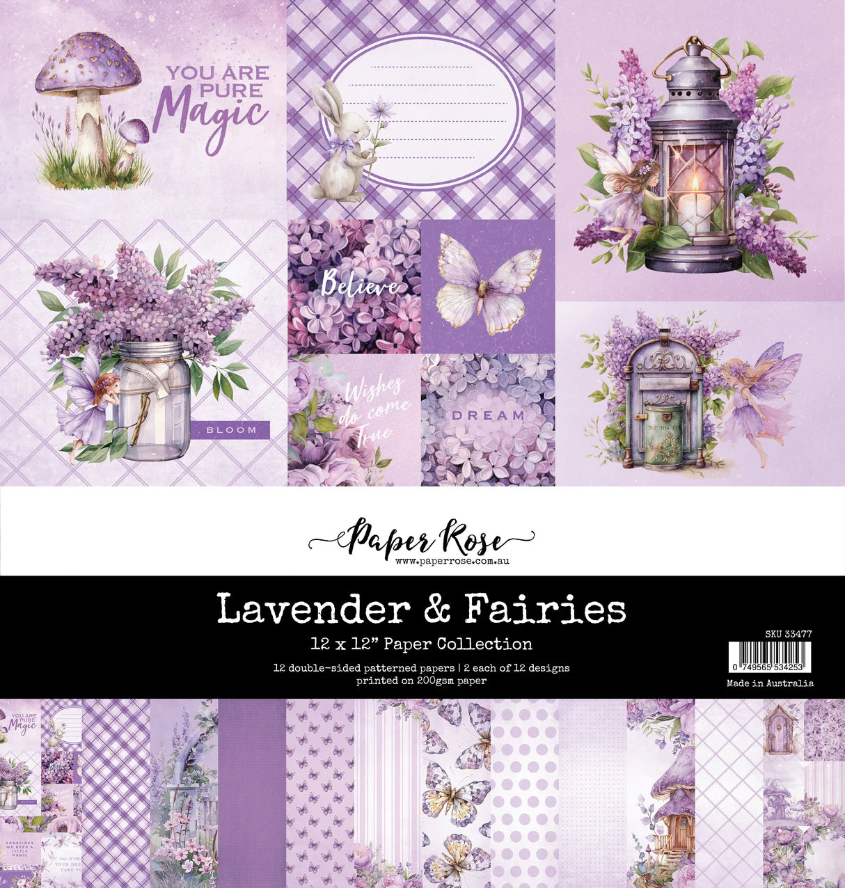 Paper Rose Studio - Lavender & Fairies 12x12 Paper Collection