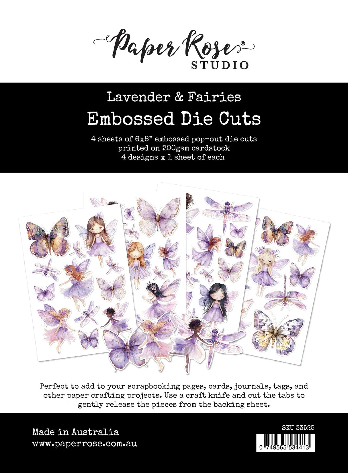 Paper Rose Studio - Lavender & Fairies Embossed Die Cuts
