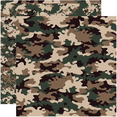 Camouflaged-Woodland Camo 12x12 Paper