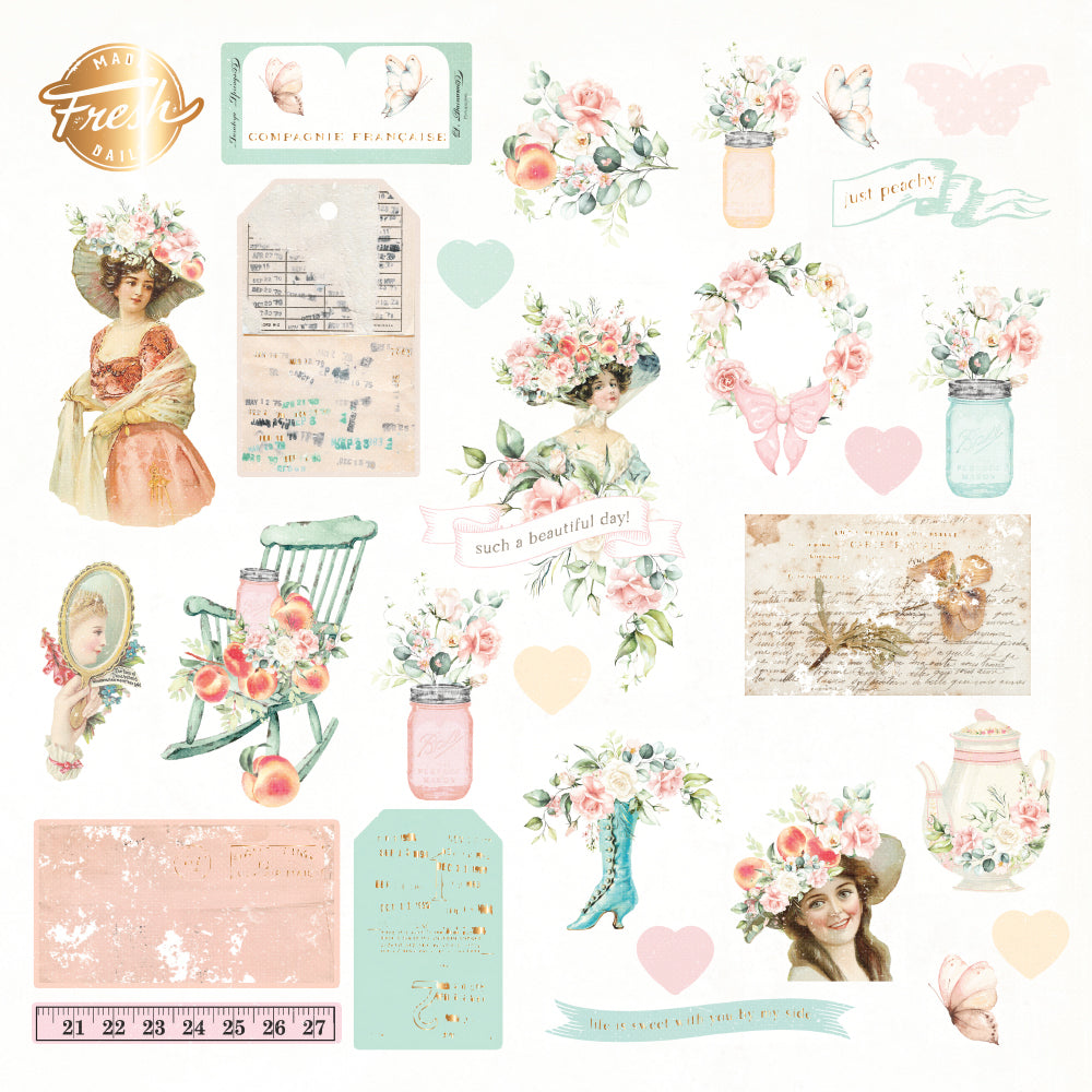 Prima Marketing - Peach Tea Ephemera 29 Pieces