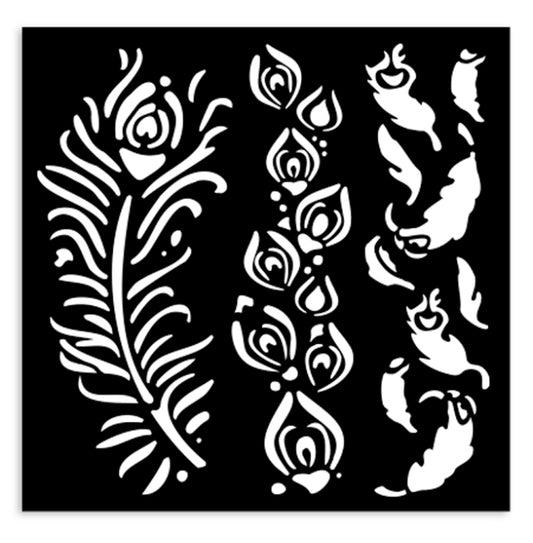 Stamperia -  Masquerade Feathers Media Stencil