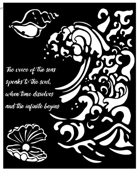 Stamperia - Silent Sea Wave and Shell Stencil