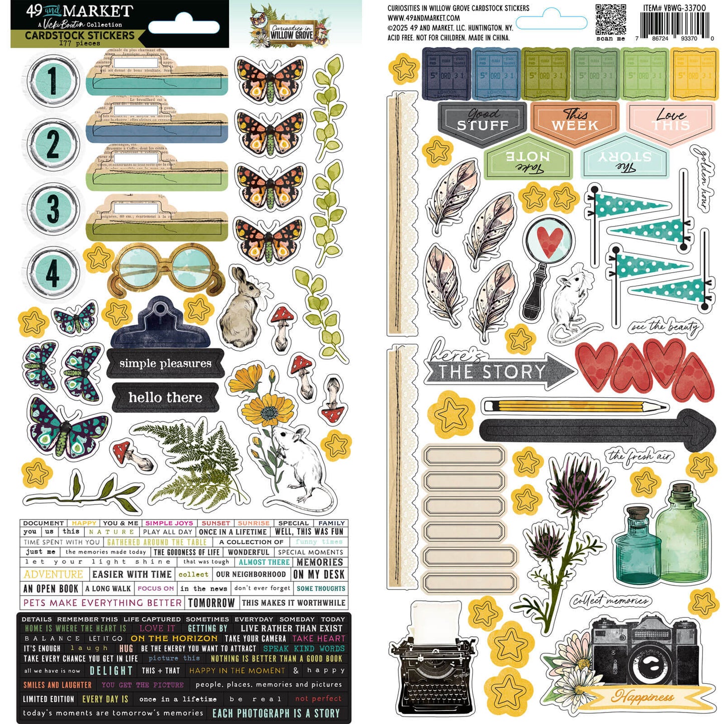 49 & Market - Curiosities In Willow Grove - Cardstock Stickers