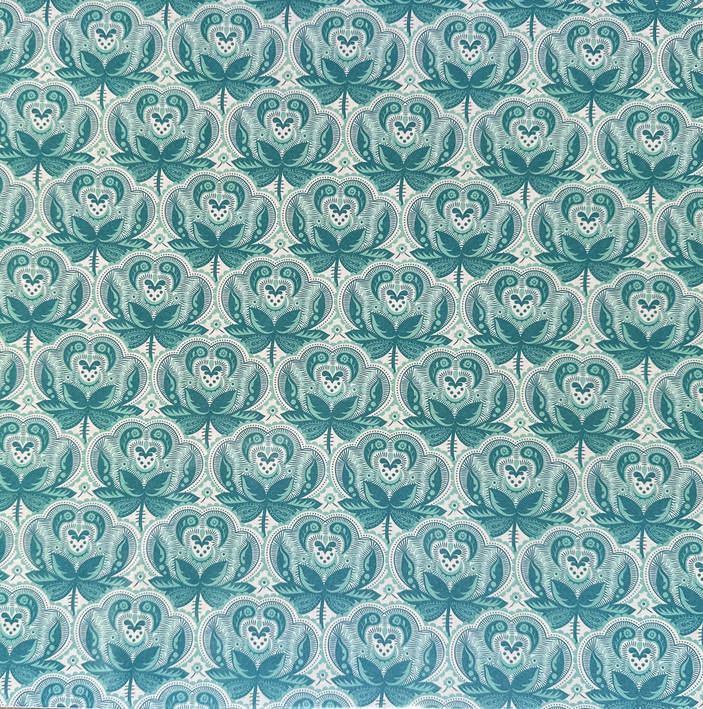 Vintage Market - 12x12 Single Sided Paper - Teal Paisley Floral Print