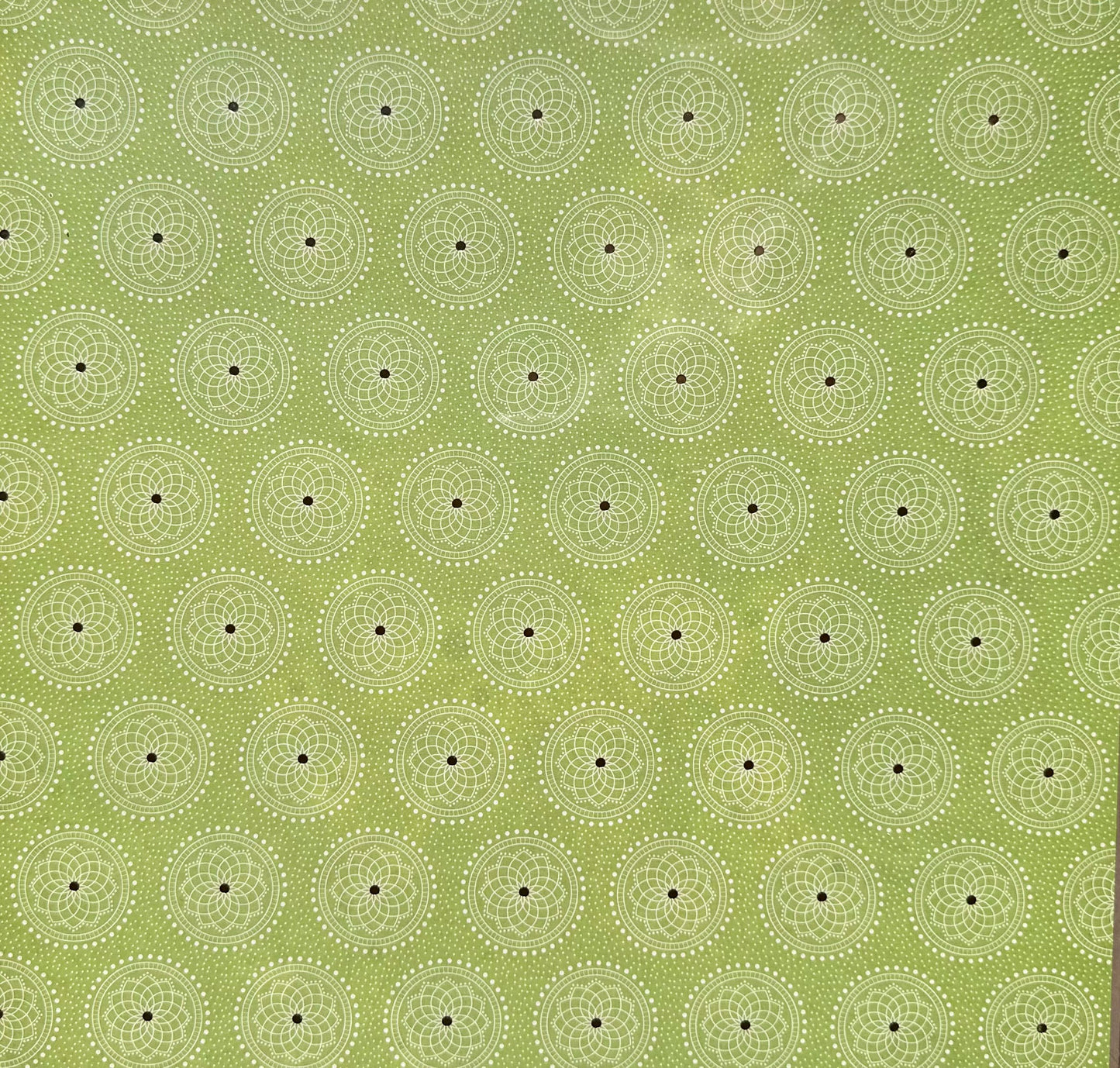 Vintage Market - 12x12 Single Sided Paper - Green Circles with Gold Foil Dot Center