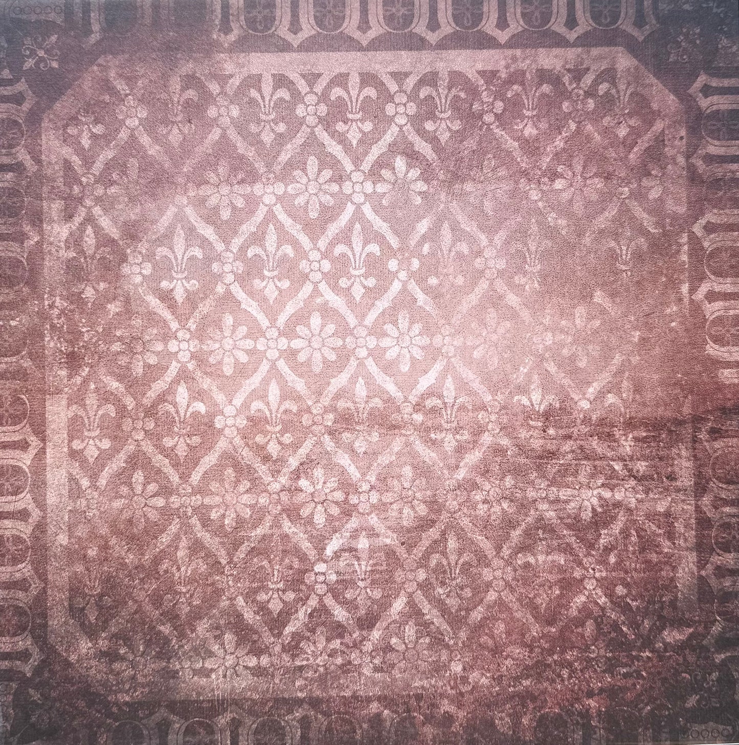 Vintage Market - 12x12 Single Sided Paper - Brown Fleur de lis Print
