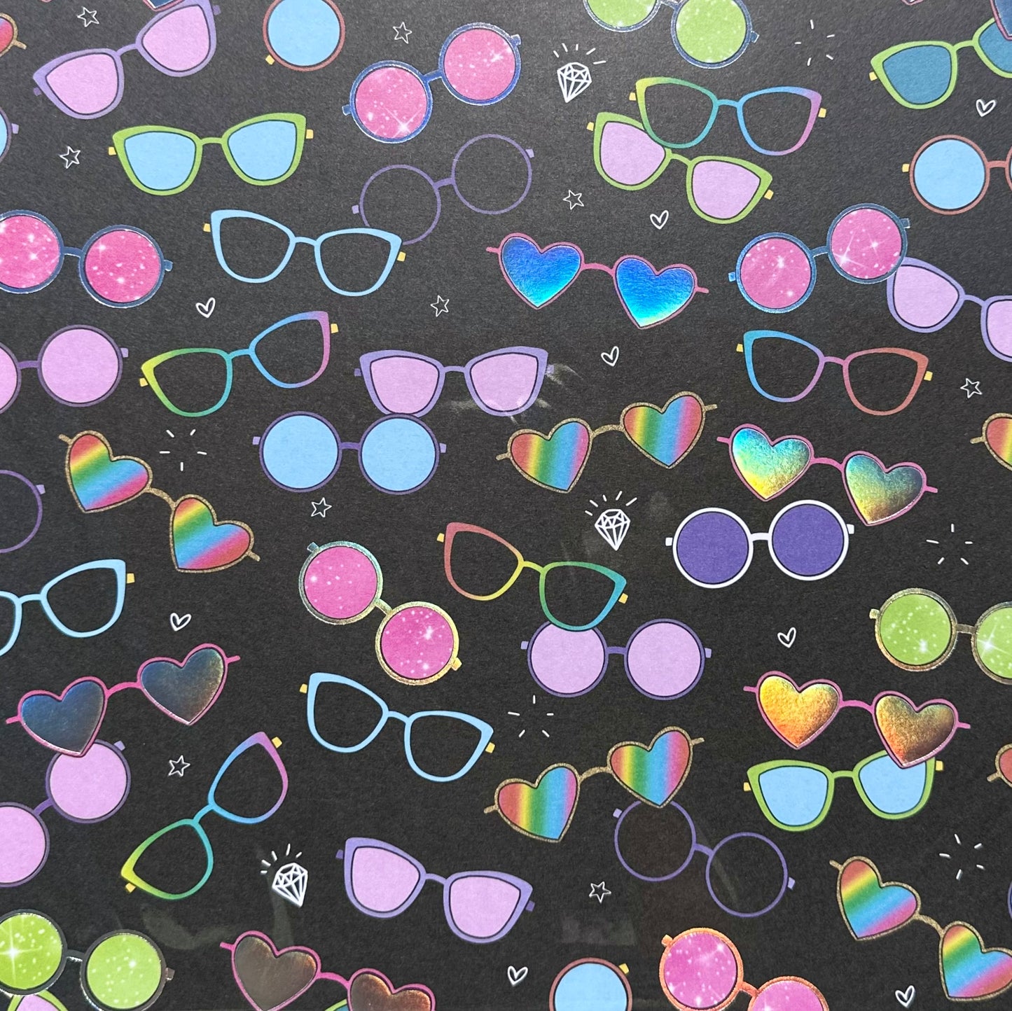 Vintage Market - 12x12 Single Sided Paper - Sunglasses with Holographic Accents