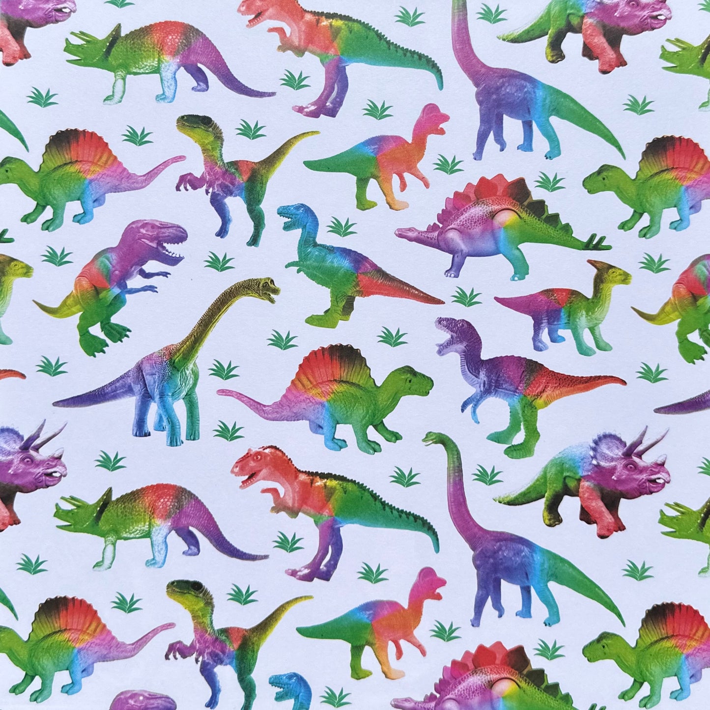 Vintage Market - 12x12 Single Sided Paper - Rainbow Dinosaurs