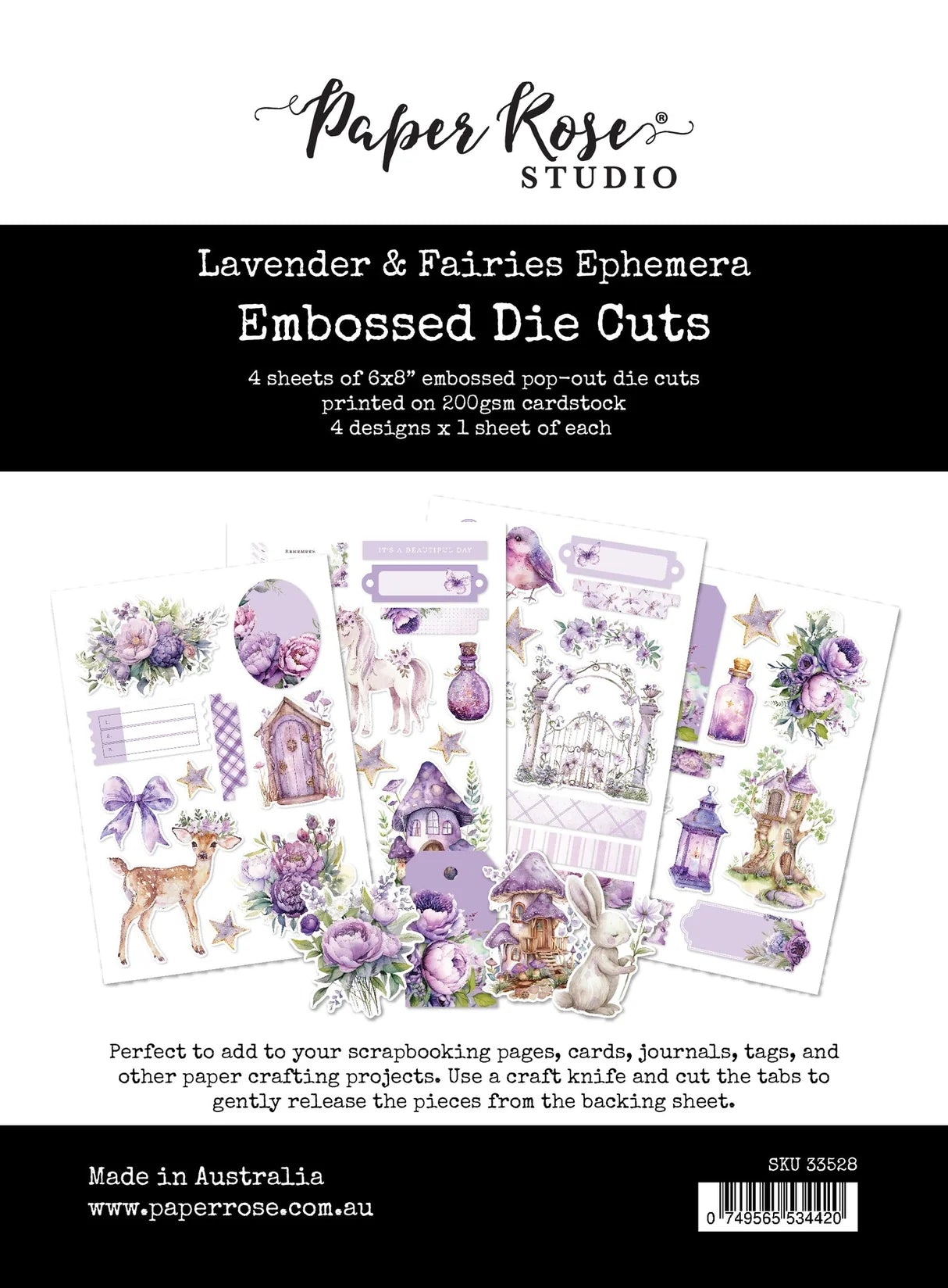 Paper Rose Studios - Lavender & Faires Embossed Ephemera Die Cuts
