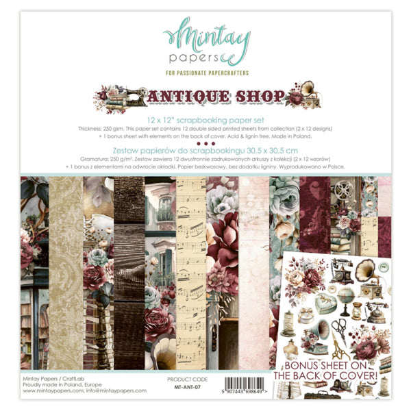 Mintay Papers - Antique Shop 12x12 Scrapbooking Paper