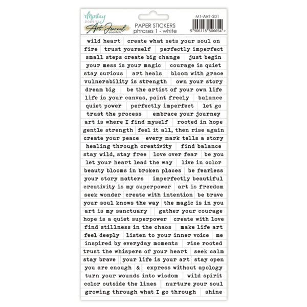 Mintay Papers - Art Journal Essentials - 6x12 White Phrases 1