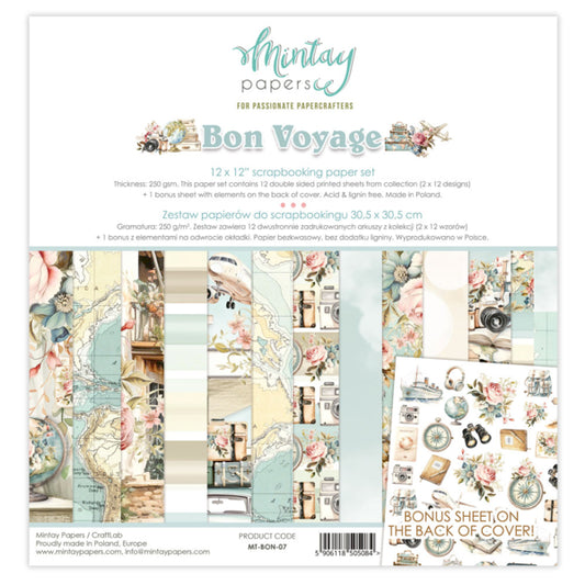 Mintay Papers - Bon Voyage 12x12 Scrapbook Paper Set