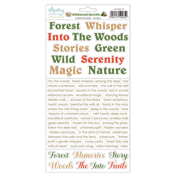 Mintay Papers - Wildwood Secrets - 6x12 Word Sticker Sheet