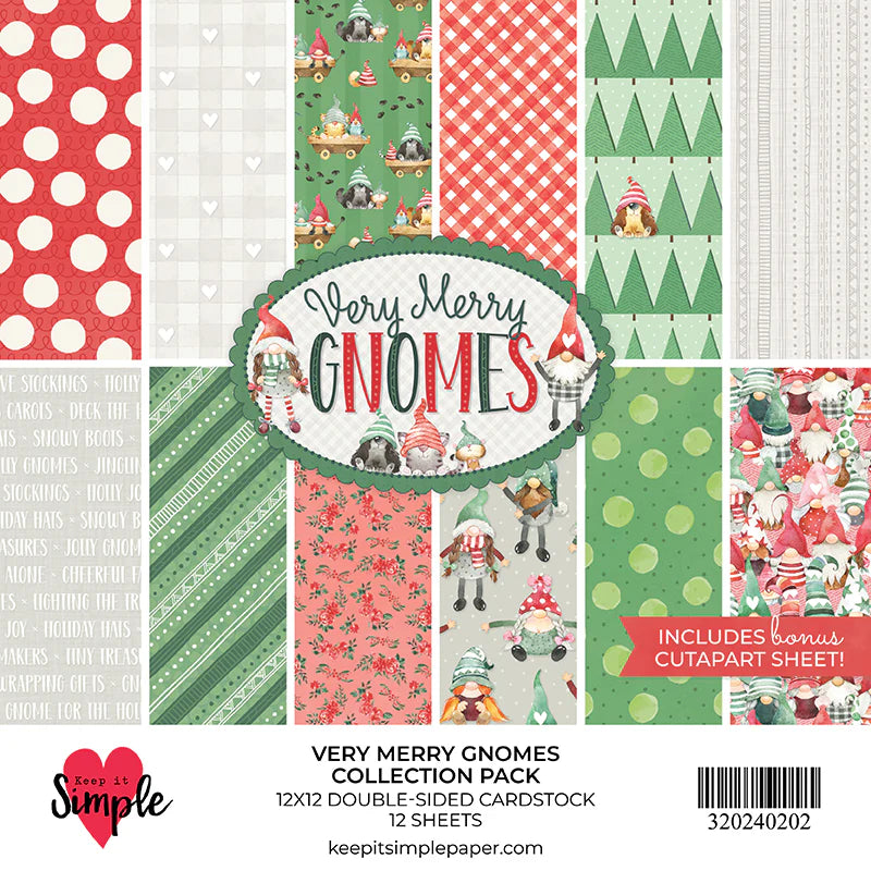 Keep It Simple Paper Crafts - Very Merry Gnomes 12x12 Double-Sided Paper Pack