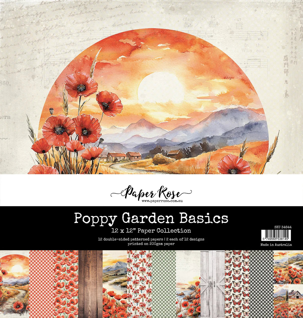 Paper Rose Studio - Poppy Garden Basics 12x12 Paper Collection