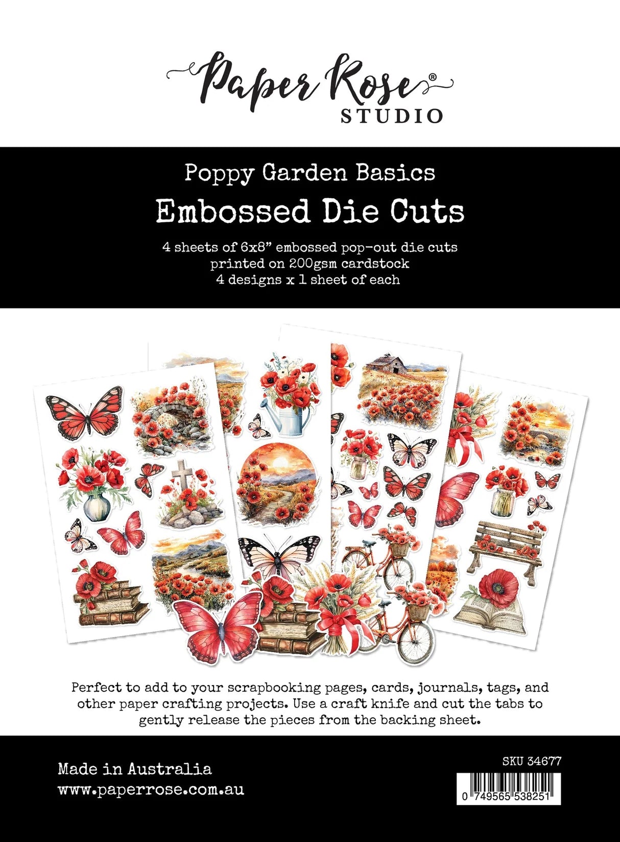 Paper Rose Studio - Poppy Garden Basics Embossed Die Cuts