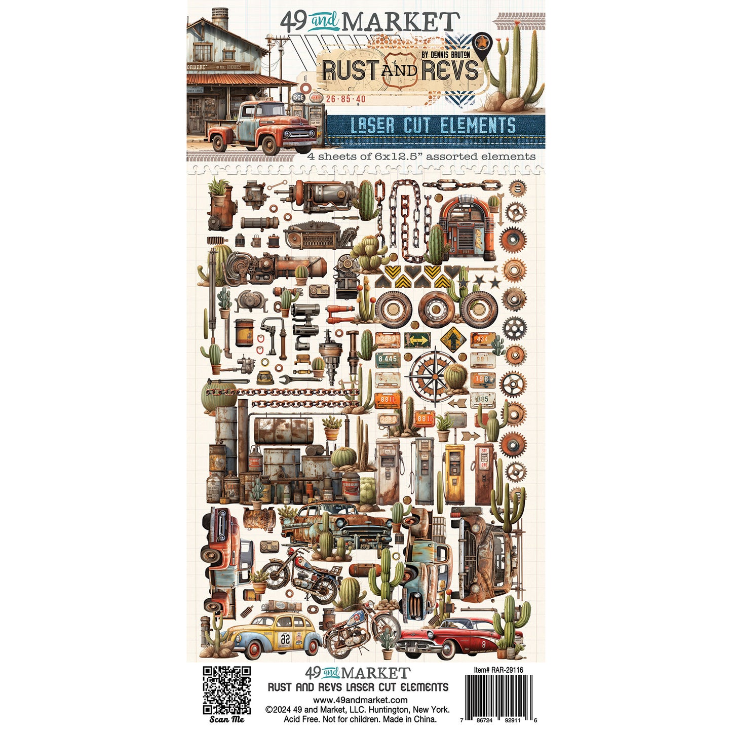 49 & Market Rust and Revs Laser Cut Elements